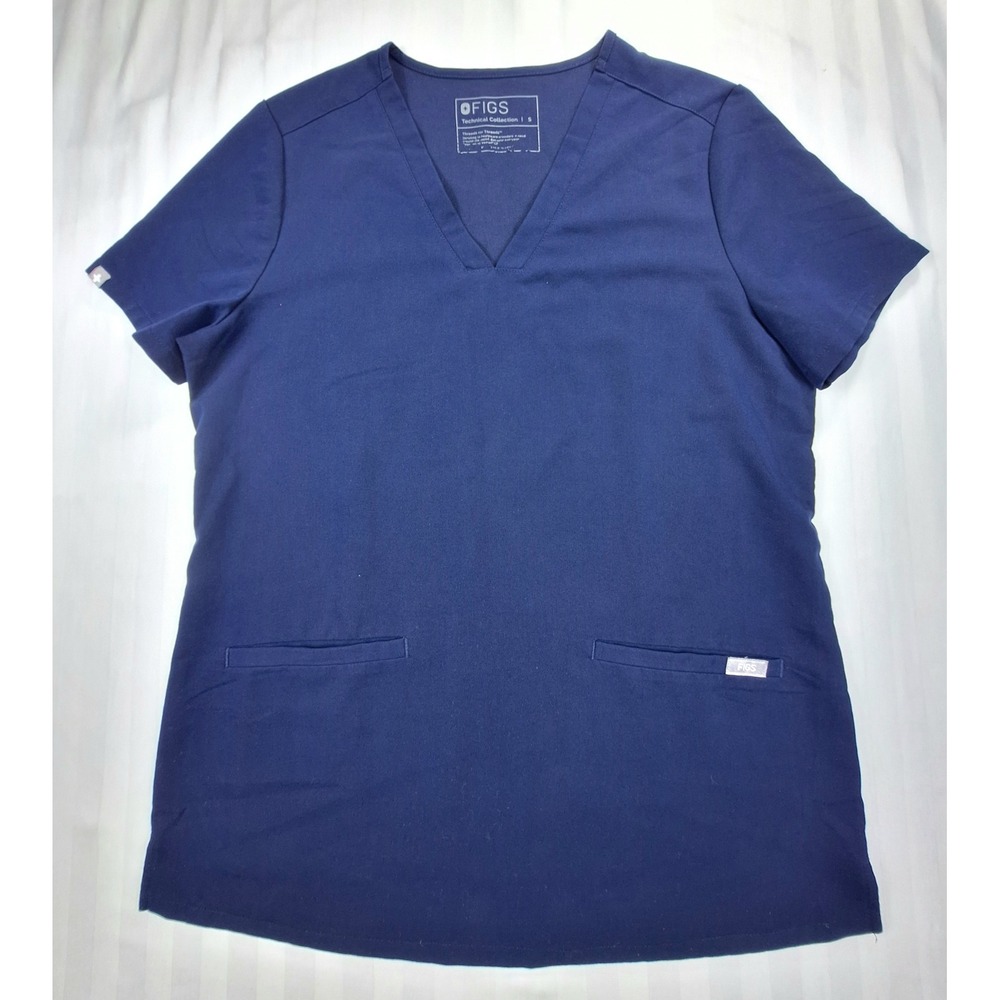 FIGS‎ Technical Collection Navy Blue V-Neck Scrub Top Womens Small